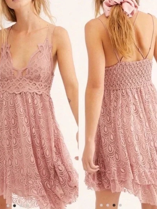 Free People Dresses & Skirts - Free People Adella Lace Dusty Rose Lace slip Dress